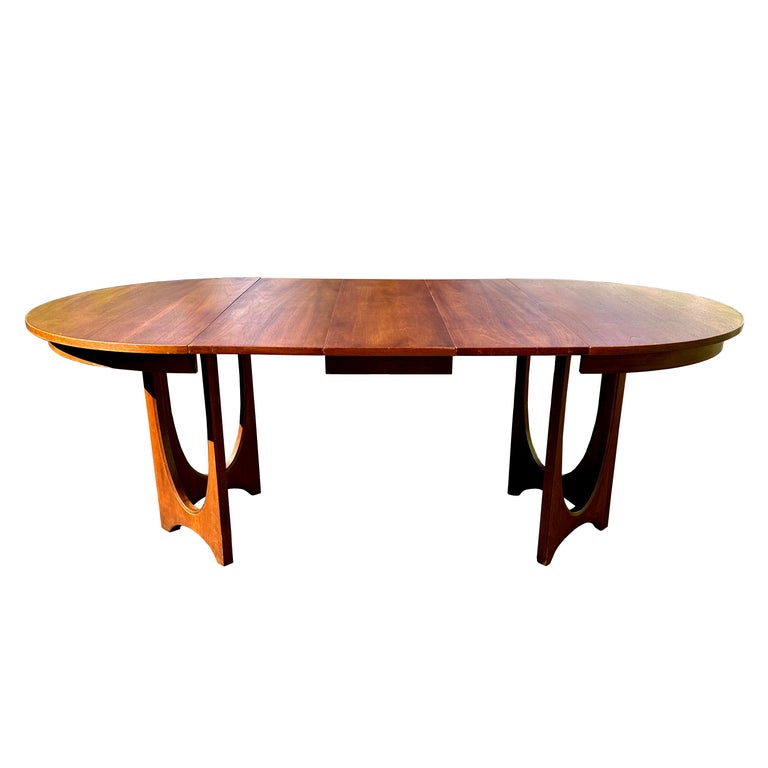Broyhill Brasilia Mid Century Round Walnut Pedestal Dining Table - 3 ...