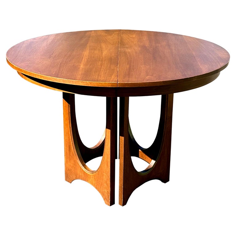 Broyhill Brasilia Mid Century Round Walnut Pedestal Dining Table - 3 ...