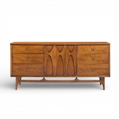 Broyhill Brasilia Mid Century Walnut 9 Drawer Lowboy Dresser