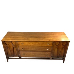 Broyhill Brasilia Mid Century Walnut and Brass Credenza