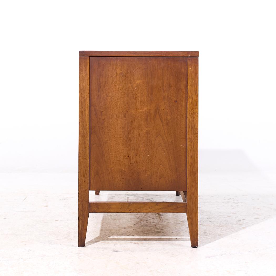 American Broyhill Brasilia Mid Century Walnut and Brass Credenza For Sale