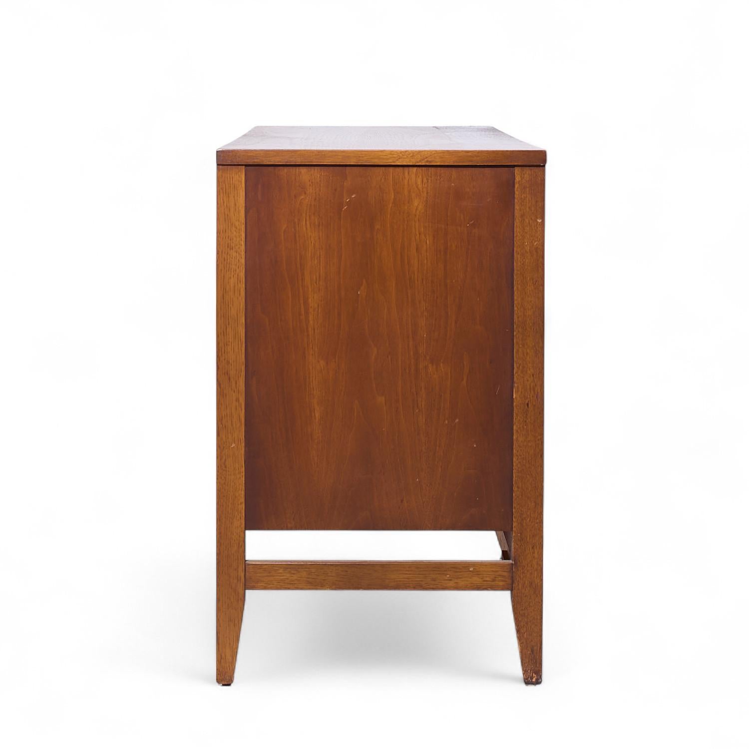 American Broyhill Brasilia Mid Century Walnut and Brass Credenza For Sale