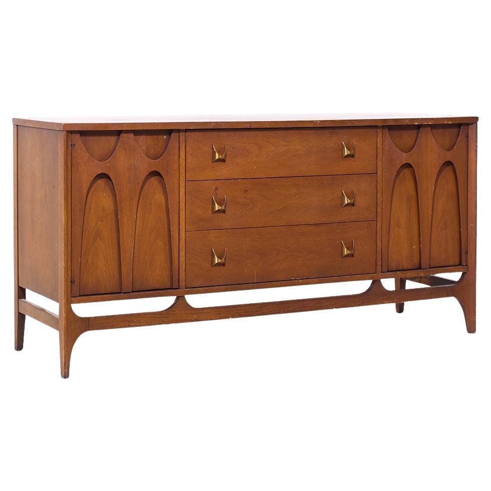 Broyhill Brasilia Mid Century Walnut and Brass Credenza