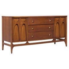 Broyhill Brasilia Mid Century Walnut and Brass Credenza