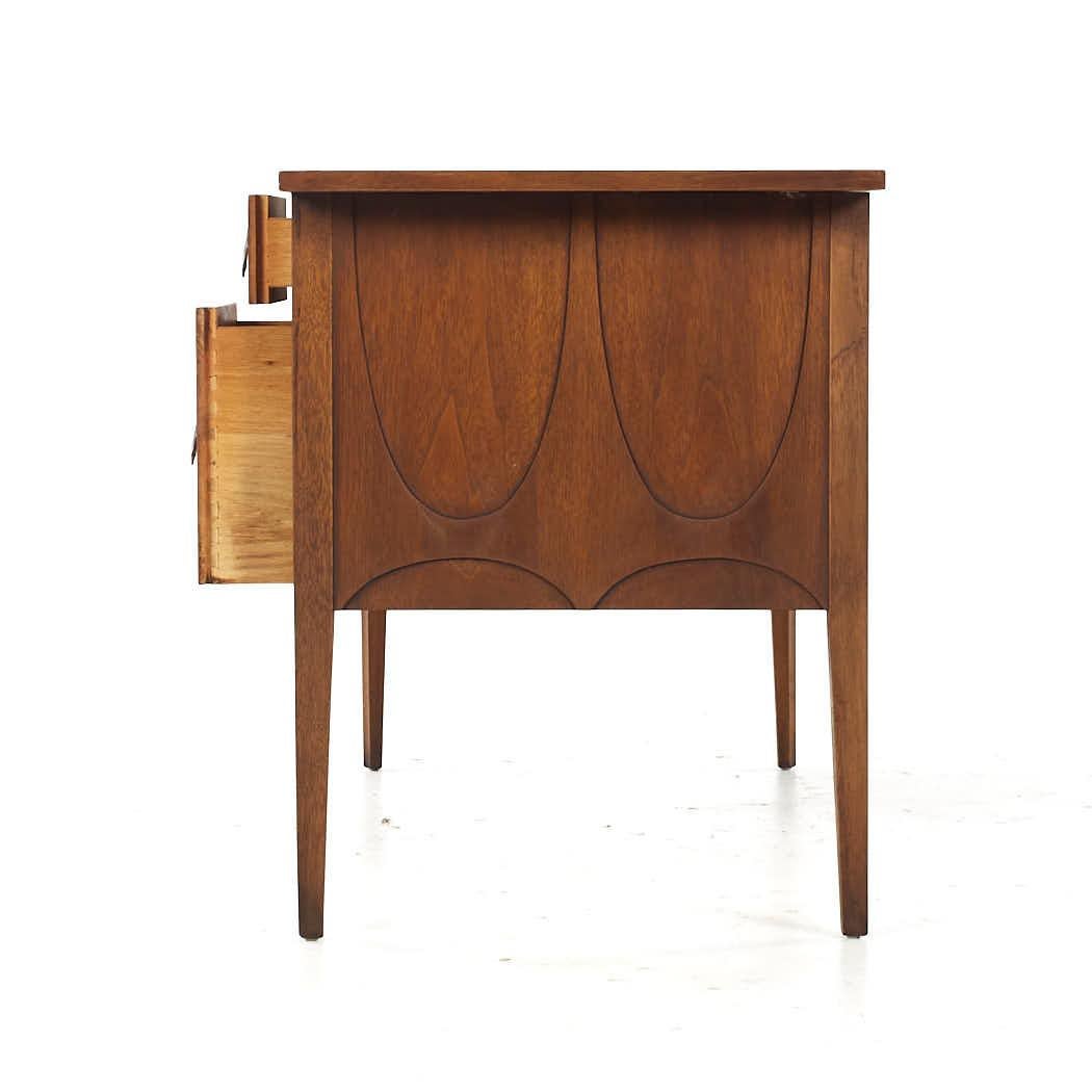 Mid-Century Modern Broyhill Brasilia Mid Century Walnut and Brass Desk For Sale