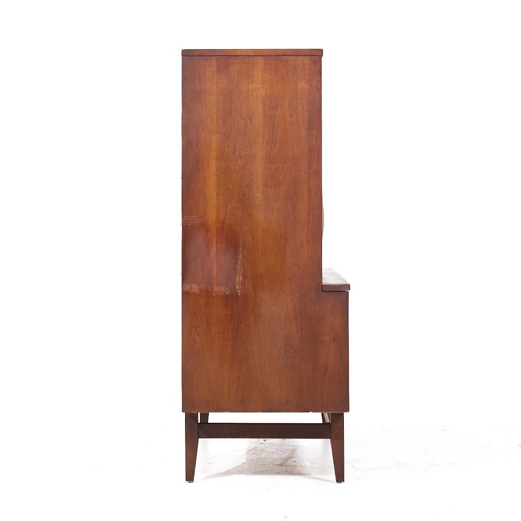 American Broyhill Brasilia Mid Century Walnut and Brass Gentleman's Chest Armoire For Sale