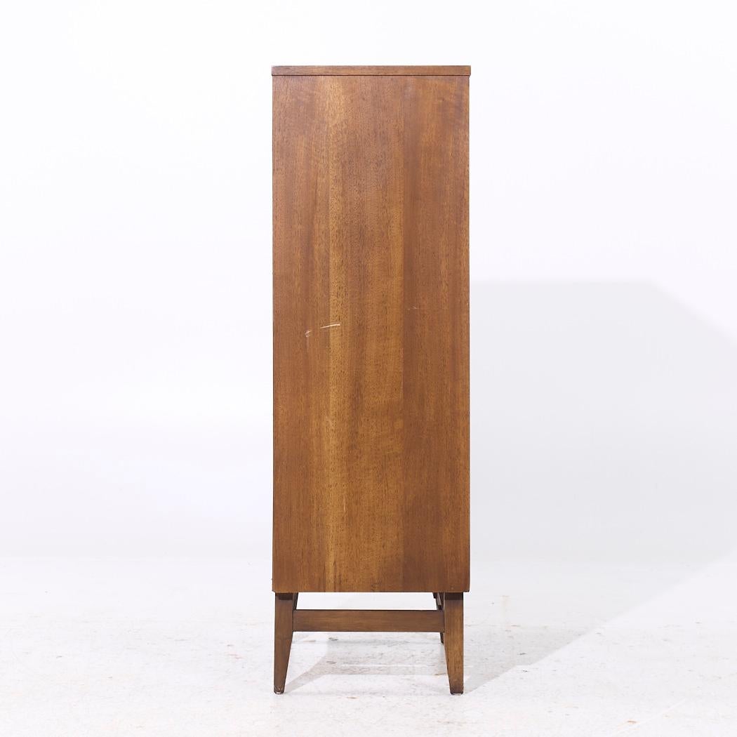 American Broyhill Brasilia Mid Century Walnut and Brass Lingerie Chest For Sale