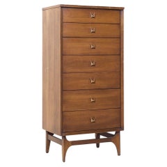 Vintage Broyhill Brasilia Mid Century Walnut and Brass Lingerie Chest