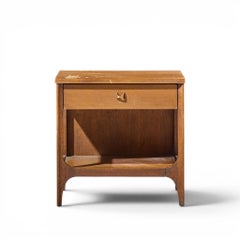 Broyhill Brasilia Mid Century Walnut and Brass Nightstand