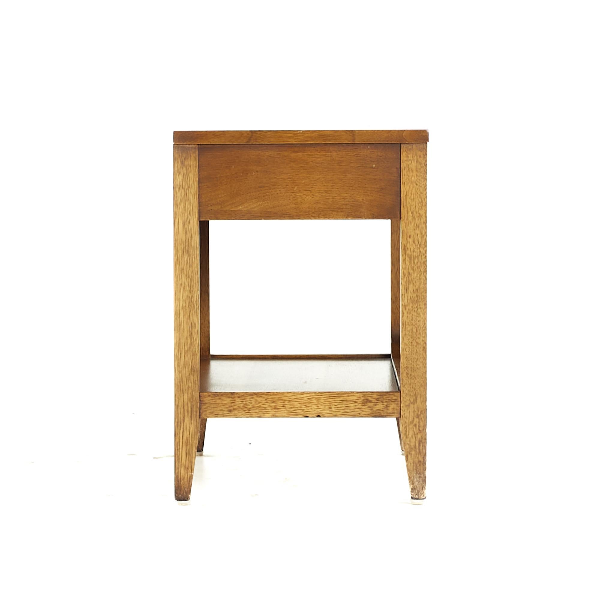 Mid-Century Modern Broyhill Brasilia Mid Century Walnut and Brass Nightstand For Sale