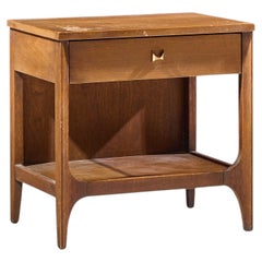 Broyhill Brasilia Mid Century Walnut and Brass Nightstand