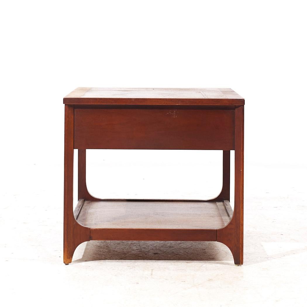 Broyhill Brasilia Mid Century Walnut and Brass Side End Tables - Pair ...
