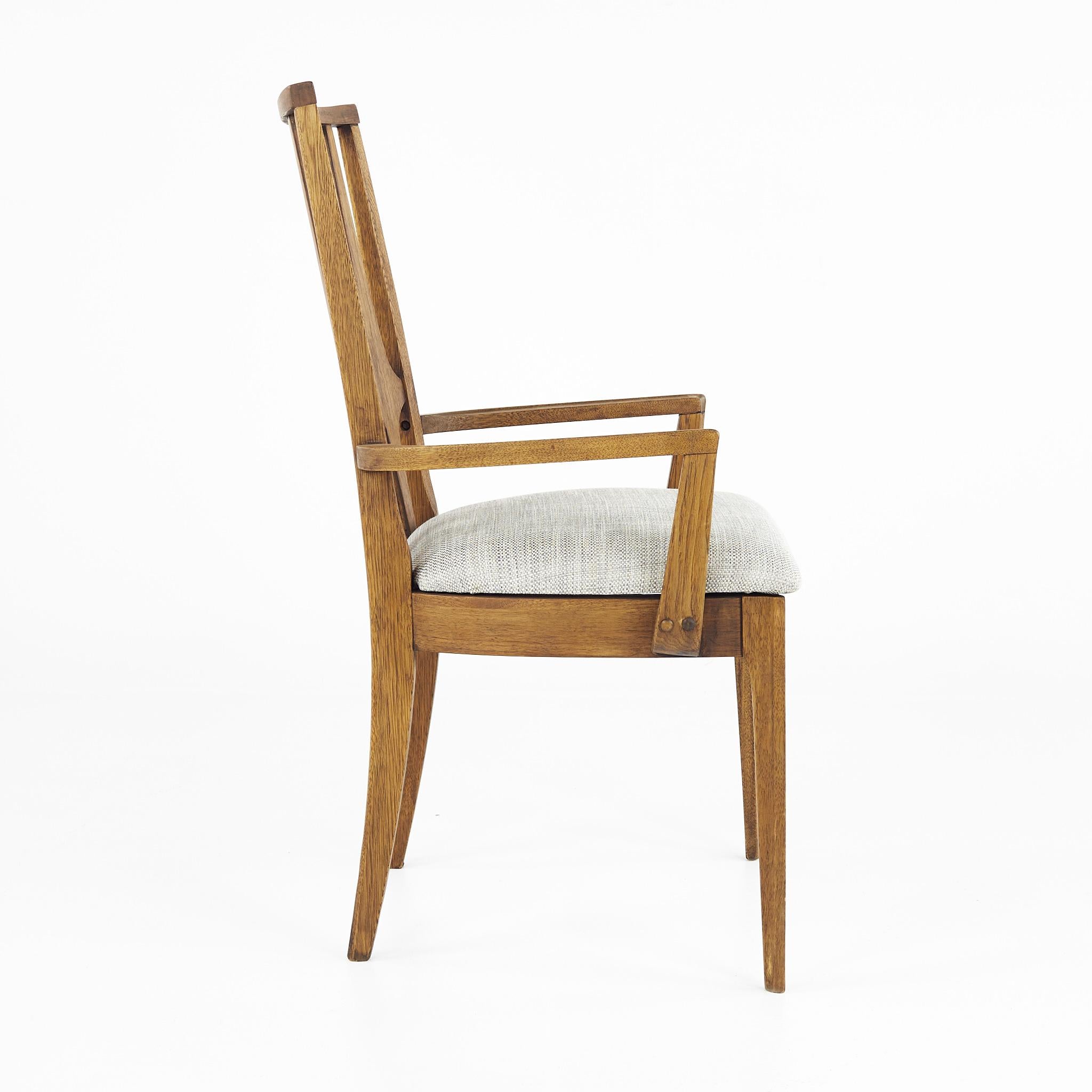 Upholstery Broyhill Brasilia Mid-Century Walnut Captains Chairs, a Pair