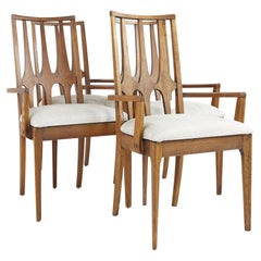 Broyhill Brasilia Mid Century Walnut Captains Chairs, Set of 4