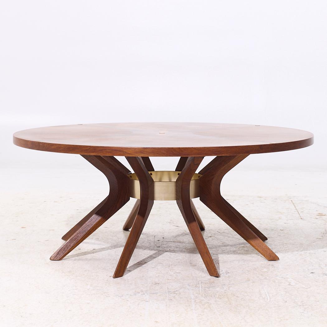 Broyhill Brasilia Mid Century Walnut Cathedral Coffee Table For Sale 1