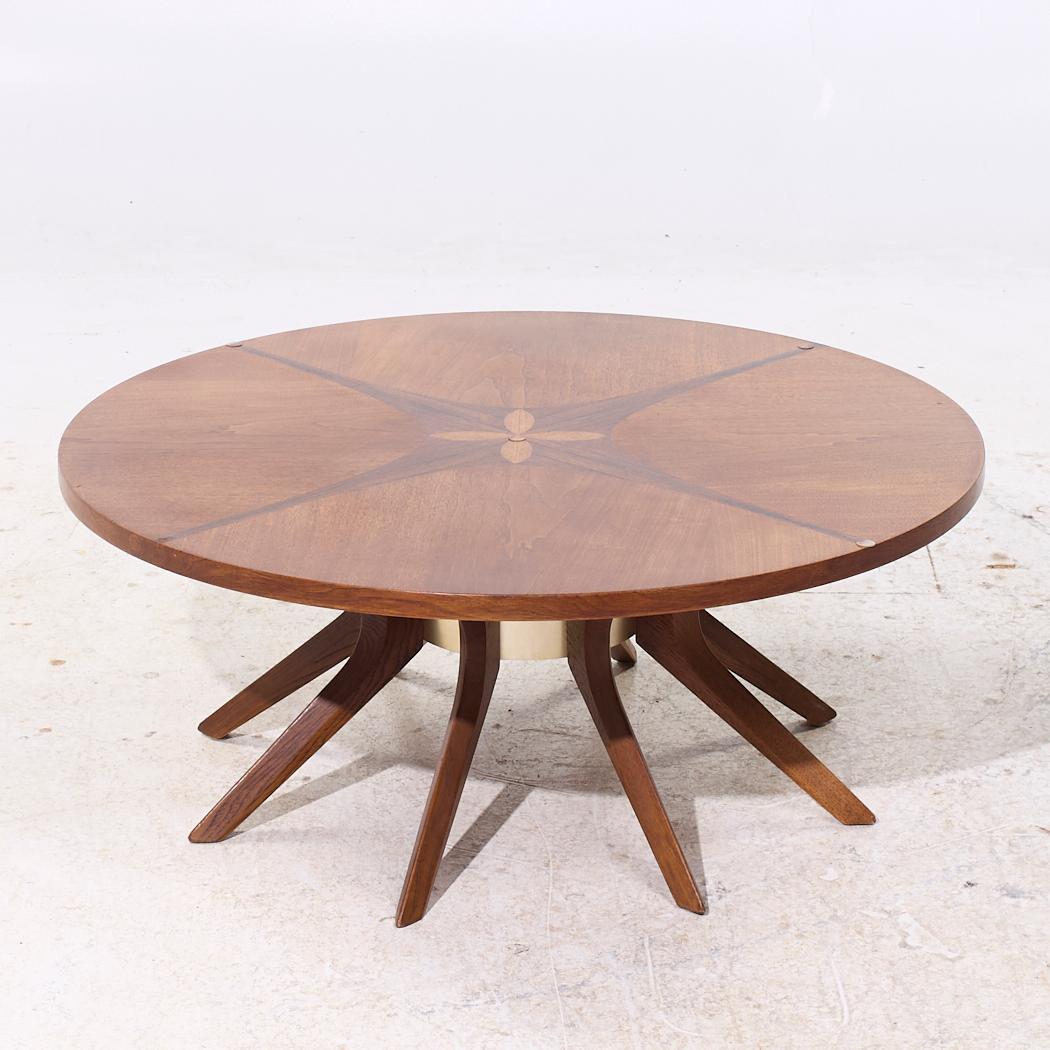 Broyhill Brasilia Mid Century Walnut Cathedral Coffee Table For Sale 2