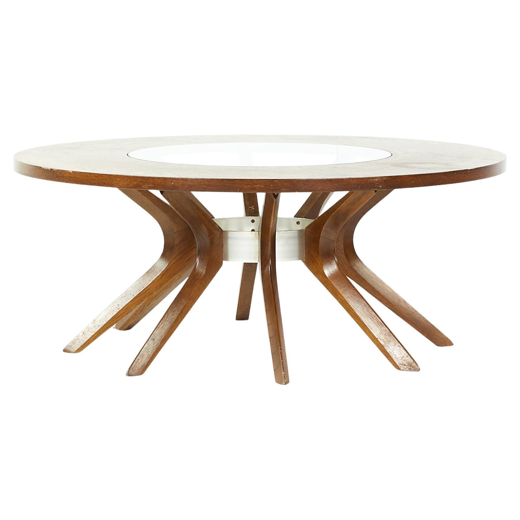Broyhill Brasilia Mid-Century Walnut Cathedral Coffee Table For Sale