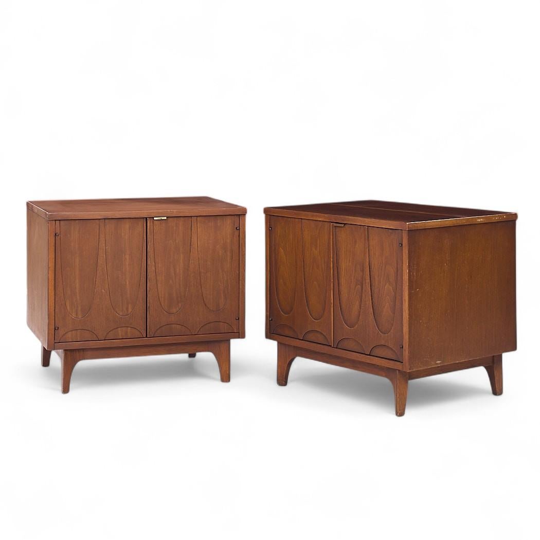 Mid-Century Modern Broyhill Brasilia Mid Century Walnut Commode Nightstands - Pair For Sale