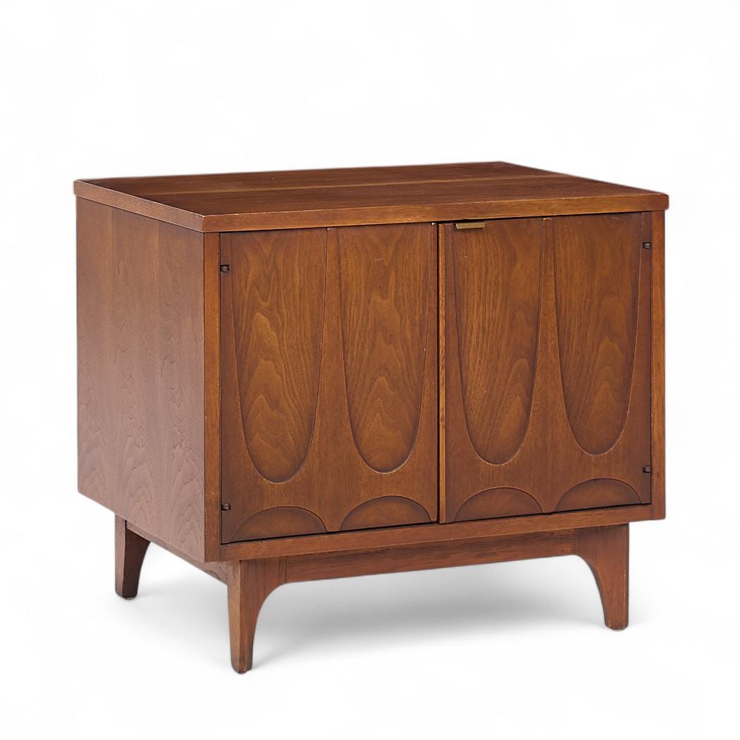 20th Century Broyhill Brasilia Mid Century Walnut Commode Nightstands - Pair For Sale