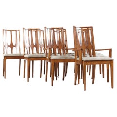 Retro Broyhill Brasilia Mid Century Walnut Dining Chairs - Set of 10