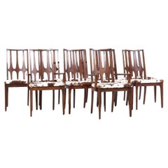 Vintage Broyhill Brasilia Mid Century Walnut Dining Chairs - Set of 10