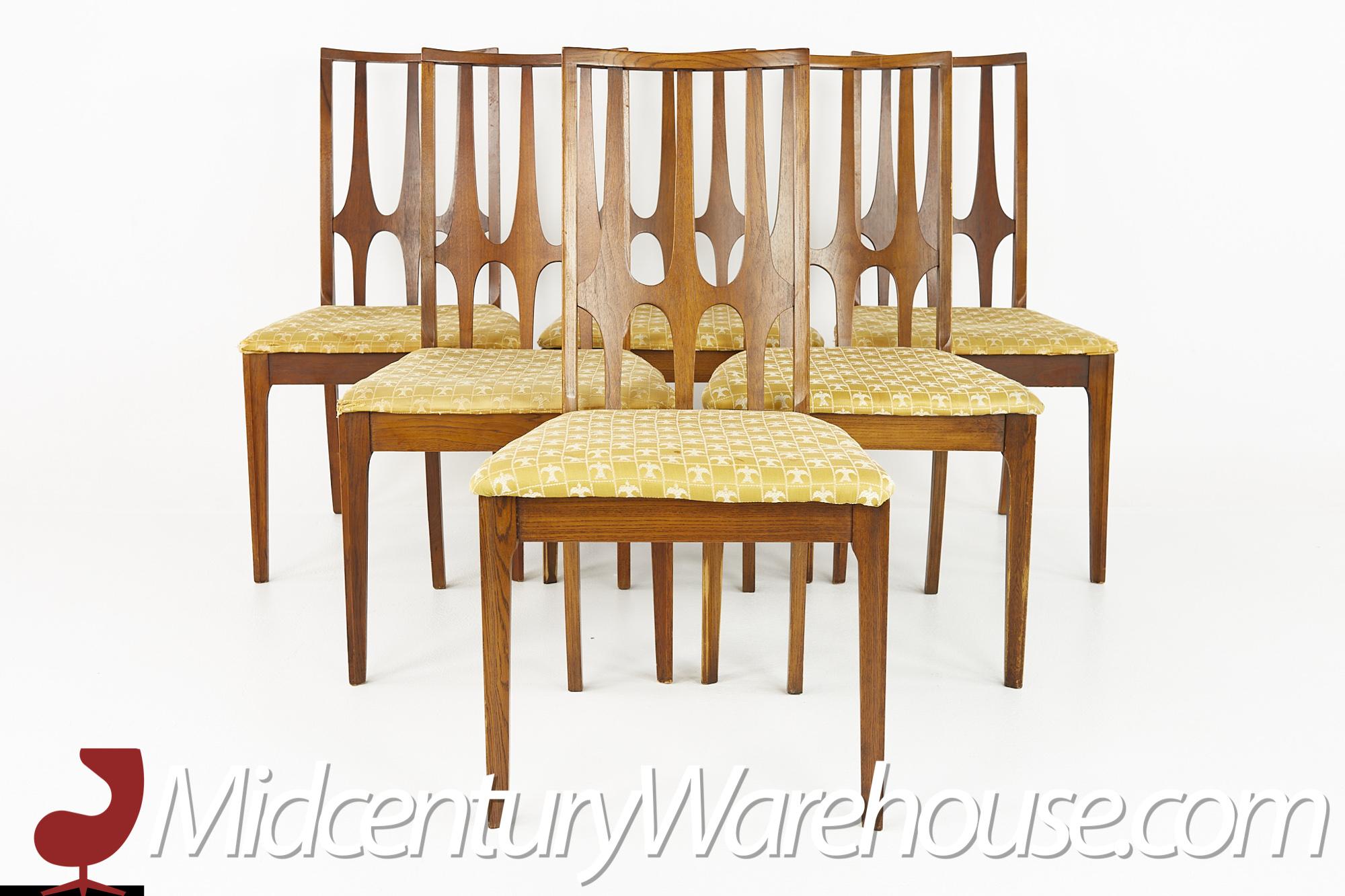 Broyhill Brasilia mid century walnut dining chairs - set of 6

Each chair measures 20 wide x 22.25 deep x 38 high with a seat height of 18 inches

?All pieces of furniture can be had in what we call restored vintage condition. That means the