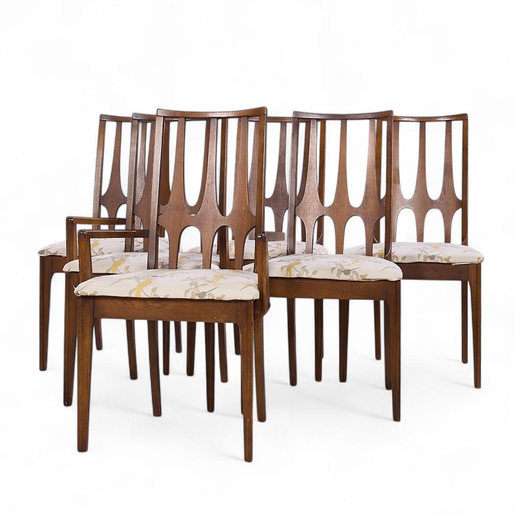 Broyhill Brasilia Mid Century Nussbaum Esszimmerstühle - Satz von 6 (Moderne der Mitte des Jahrhunderts) im Angebot