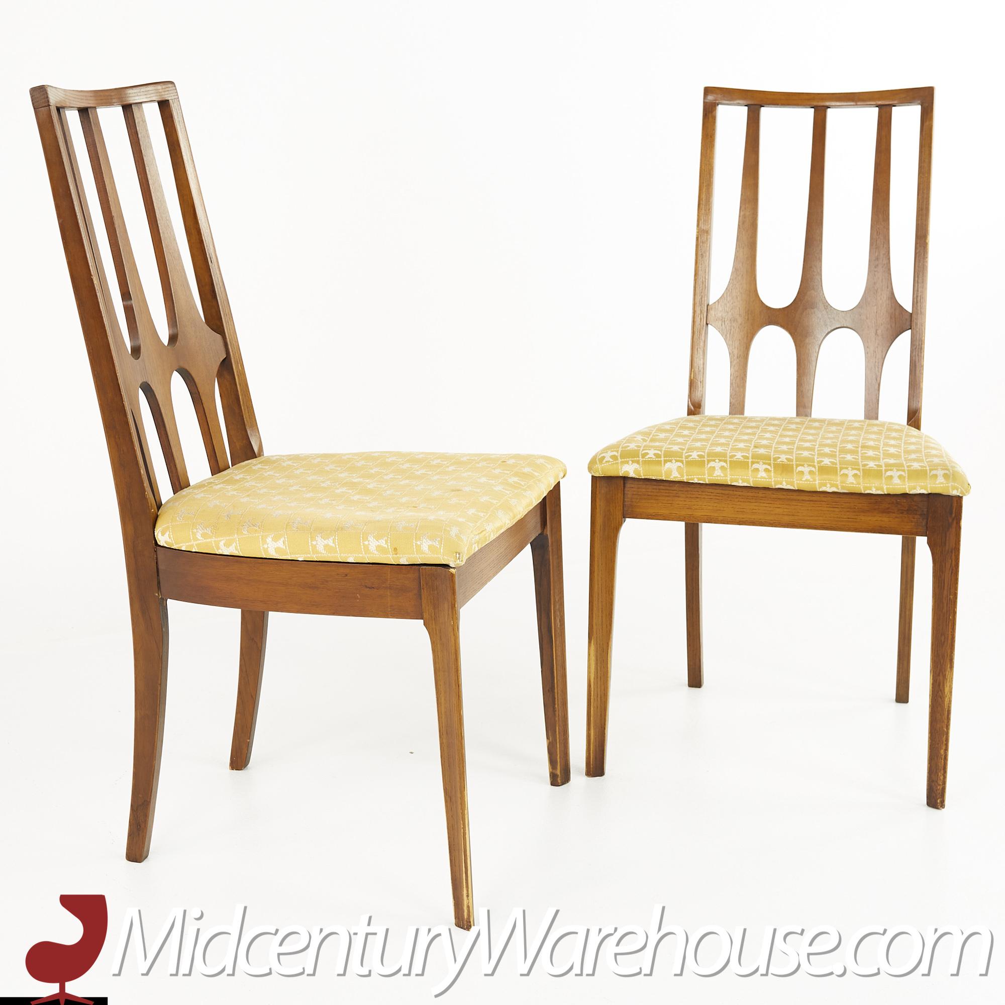 Upholstery Broyhill Brasilia Mid Century Walnut Dining Chairs, Set of 6