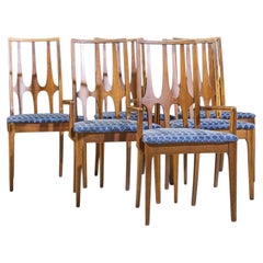 Broyhill Brasilia Mid Century Walnut Dining Chairs - Set of 6