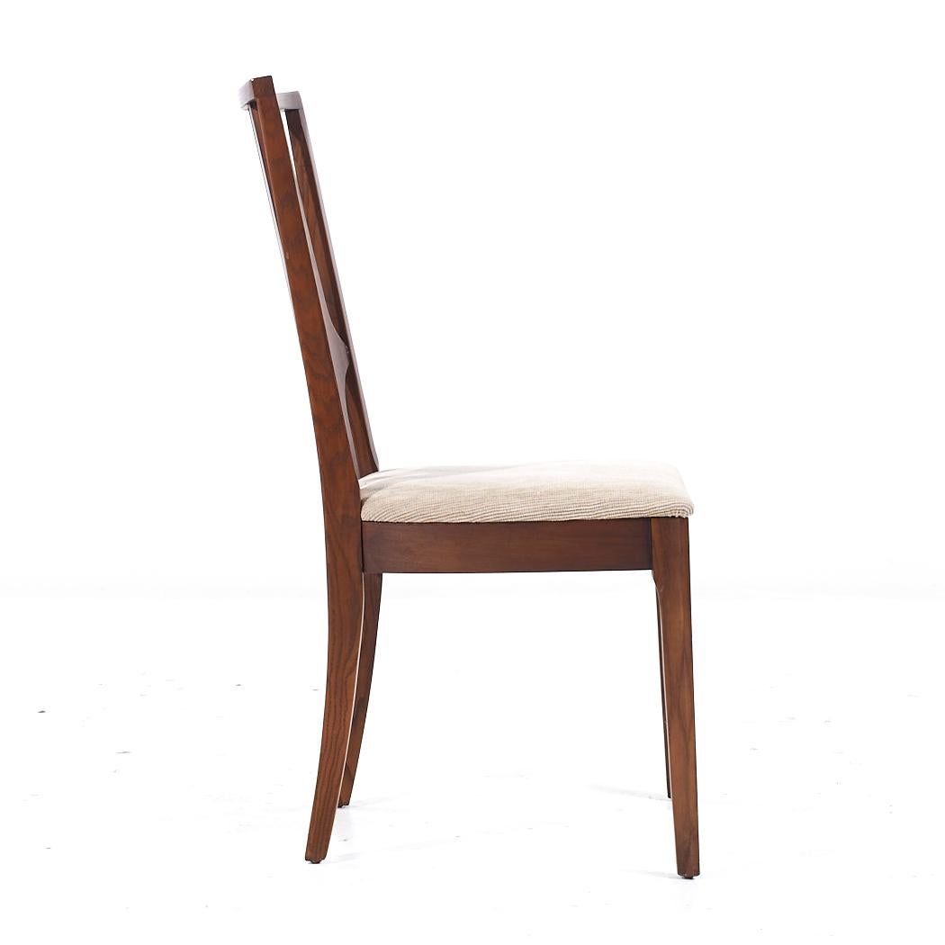 Upholstery Broyhill Brasilia Mid Century Walnut Dining Chairs - Set of 8 For Sale