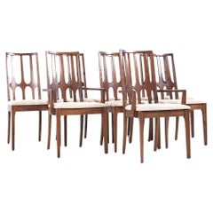 Broyhill Brasilia Chaises de salle à manger en noyer du milieu du siècle - Lot de 8