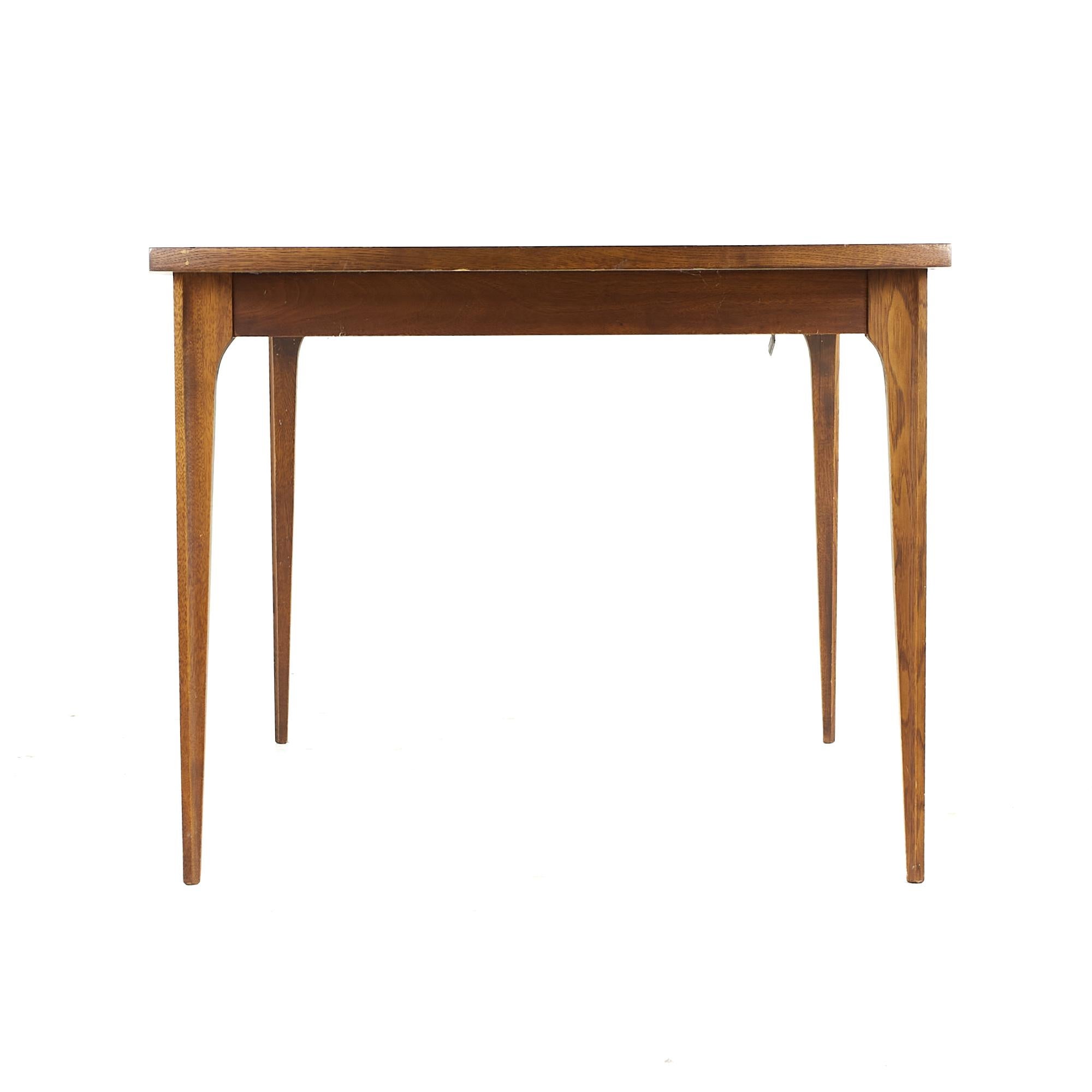 American Broyhill Brasilia Midcentury Walnut Dining Table with 1 Leaf For Sale