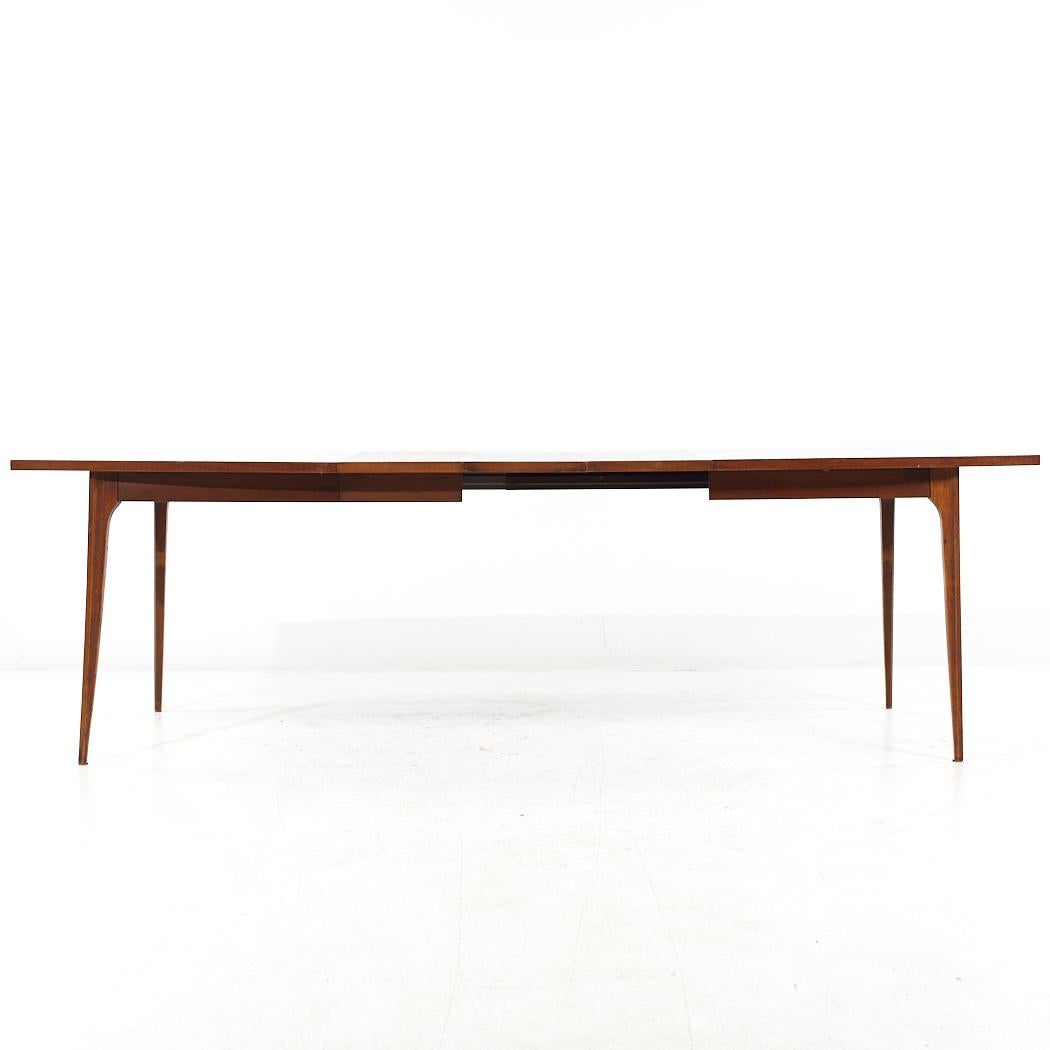 Broyhill Brasilia Mid Century Walnut Dining Table with 3 Leaves For Sale 6