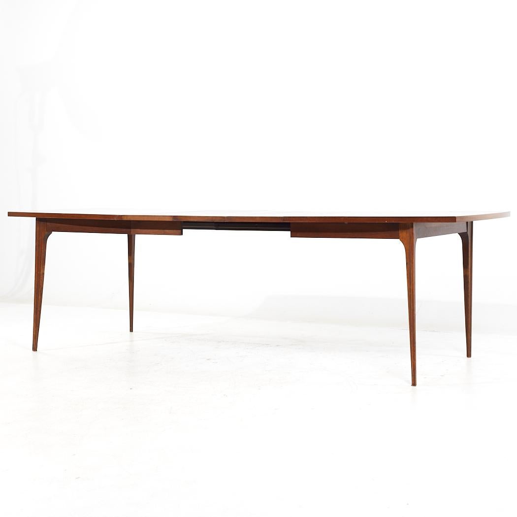 Broyhill Brasilia Mid Century Walnut Dining Table with 3 Leaves For Sale 8