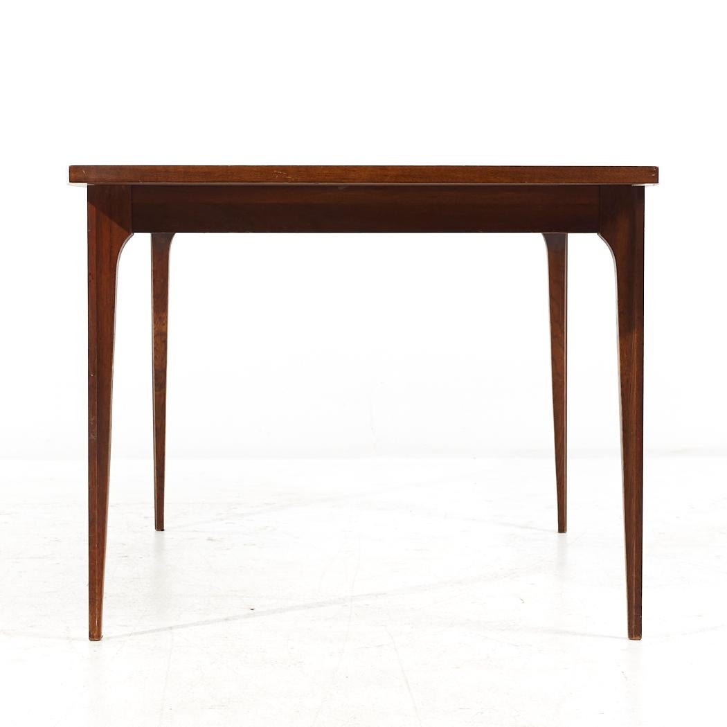 American Broyhill Brasilia Mid Century Walnut Dining Table with 3 Leaves For Sale