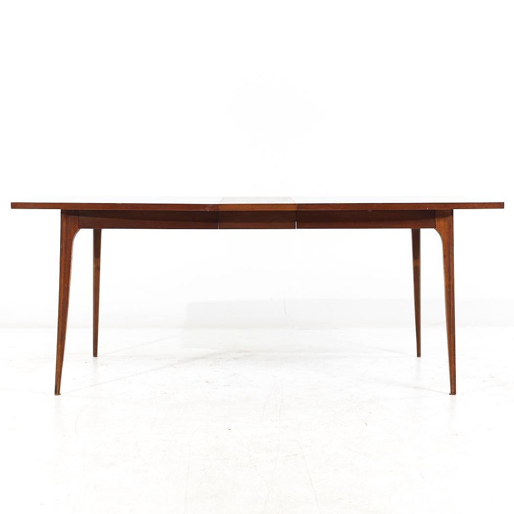 Late 20th Century Broyhill Brasilia Mid Century Walnut Dining Table with 3 Leaves For Sale