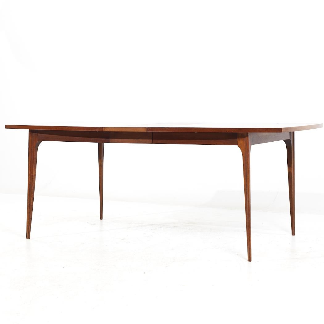 Broyhill Brasilia Mid Century Walnut Dining Table with 3 Leaves For Sale 1