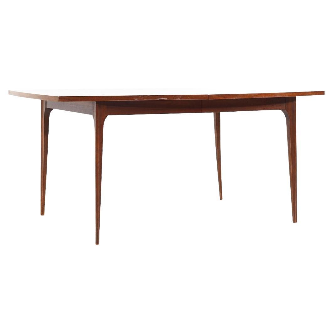 Broyhill Brasilia Mid Century Walnut Dining Table with 3 Leaves For Sale