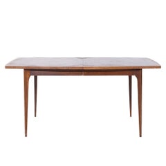 Broyhill Brasilia Mid Century Walnut Expanding Dining Table with 1 Leaf