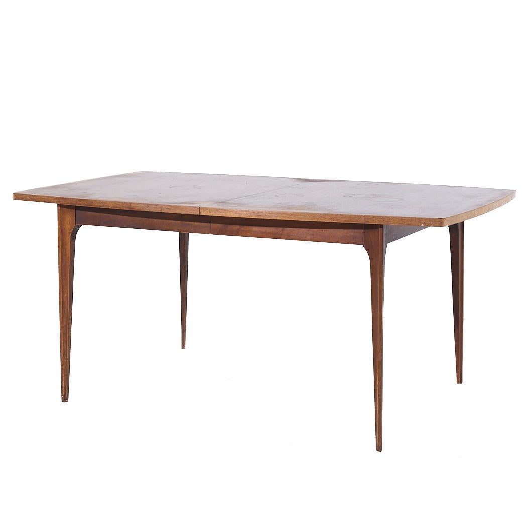 Mid-Century Modern Broyhill Brasilia Mid Century Walnut Expanding Dining Table with 1 Leaf For Sale