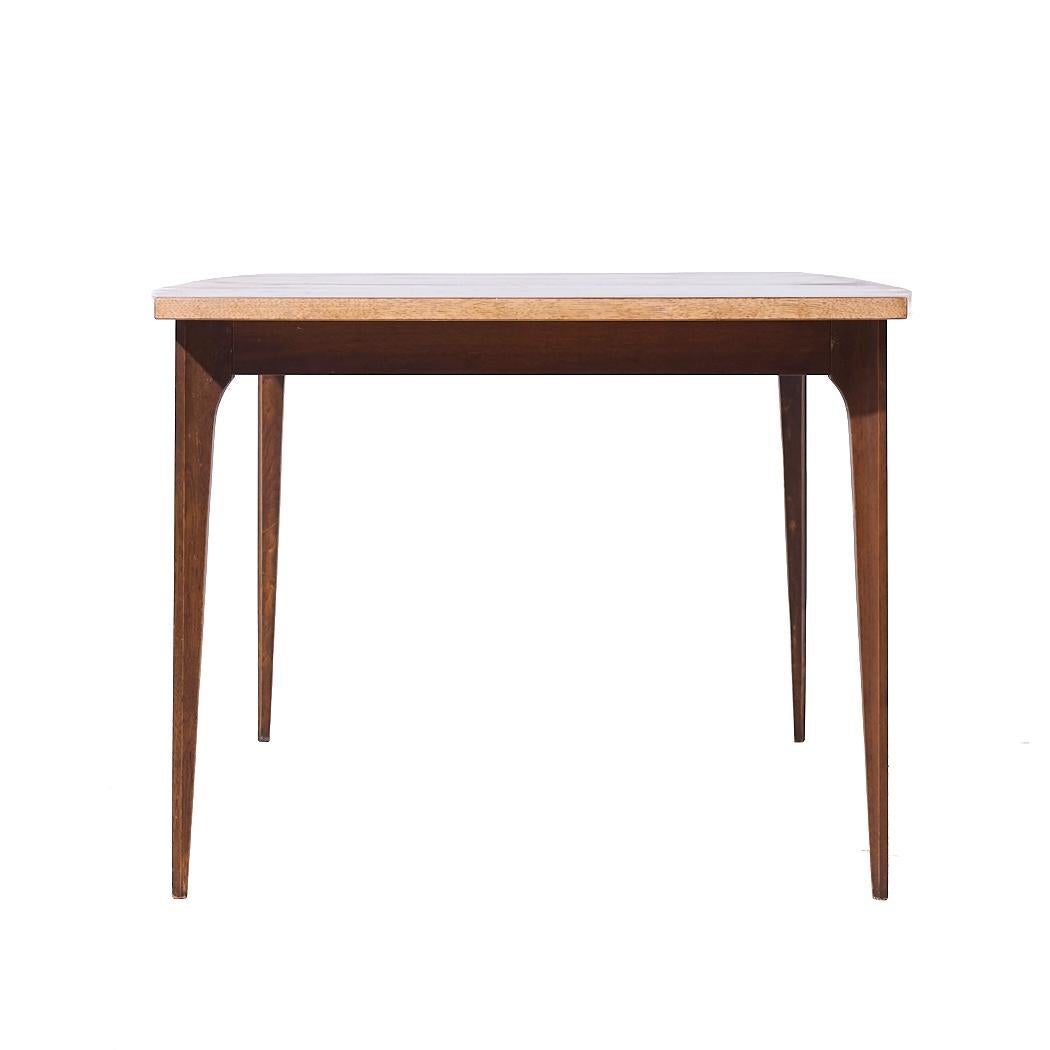 American Broyhill Brasilia Mid Century Walnut Expanding Dining Table with 1 Leaf For Sale