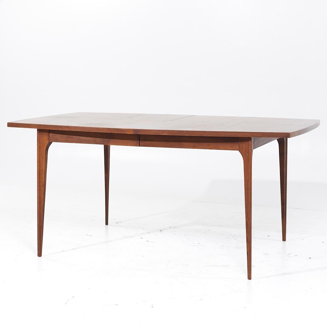 Mid-Century Modern Broyhill Brasilia Mid Century Walnut Expanding Dining Table with 2 Leaves For Sale