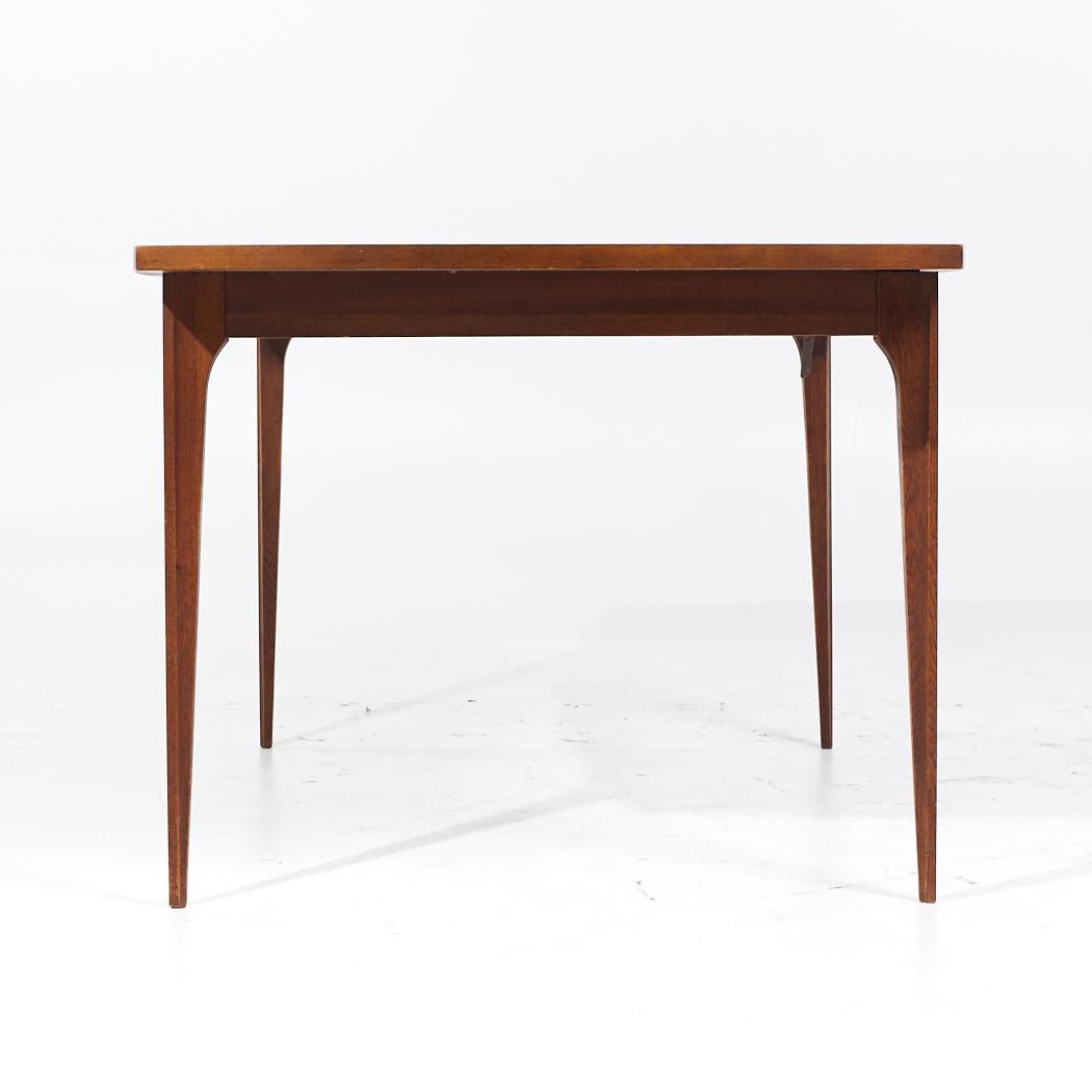 American Broyhill Brasilia Mid Century Walnut Expanding Dining Table with 2 Leaves For Sale