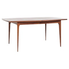 Used Broyhill Brasilia Mid Century Walnut Expanding Dining Table with 2 Leaves