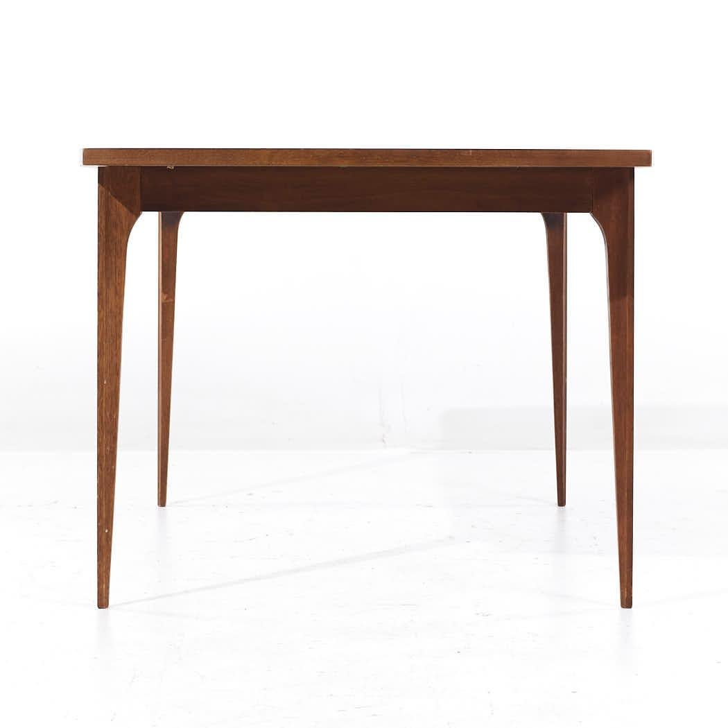 American Broyhill Brasilia Mid Century Walnut Expanding Dining Table with 3 Leaves For Sale