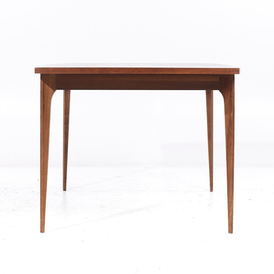 American Broyhill Brasilia Mid Century Walnut Expanding Dining Table with 3 Leaves For Sale