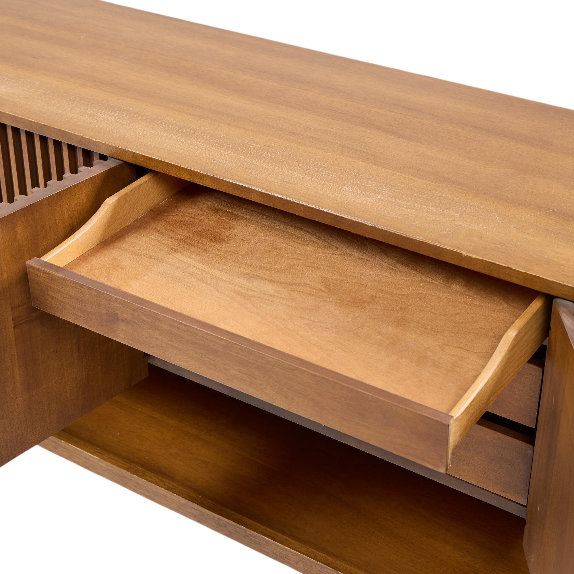 Broyhill Brasilia Mid Century Walnut Fluted Credenza For Sale 3