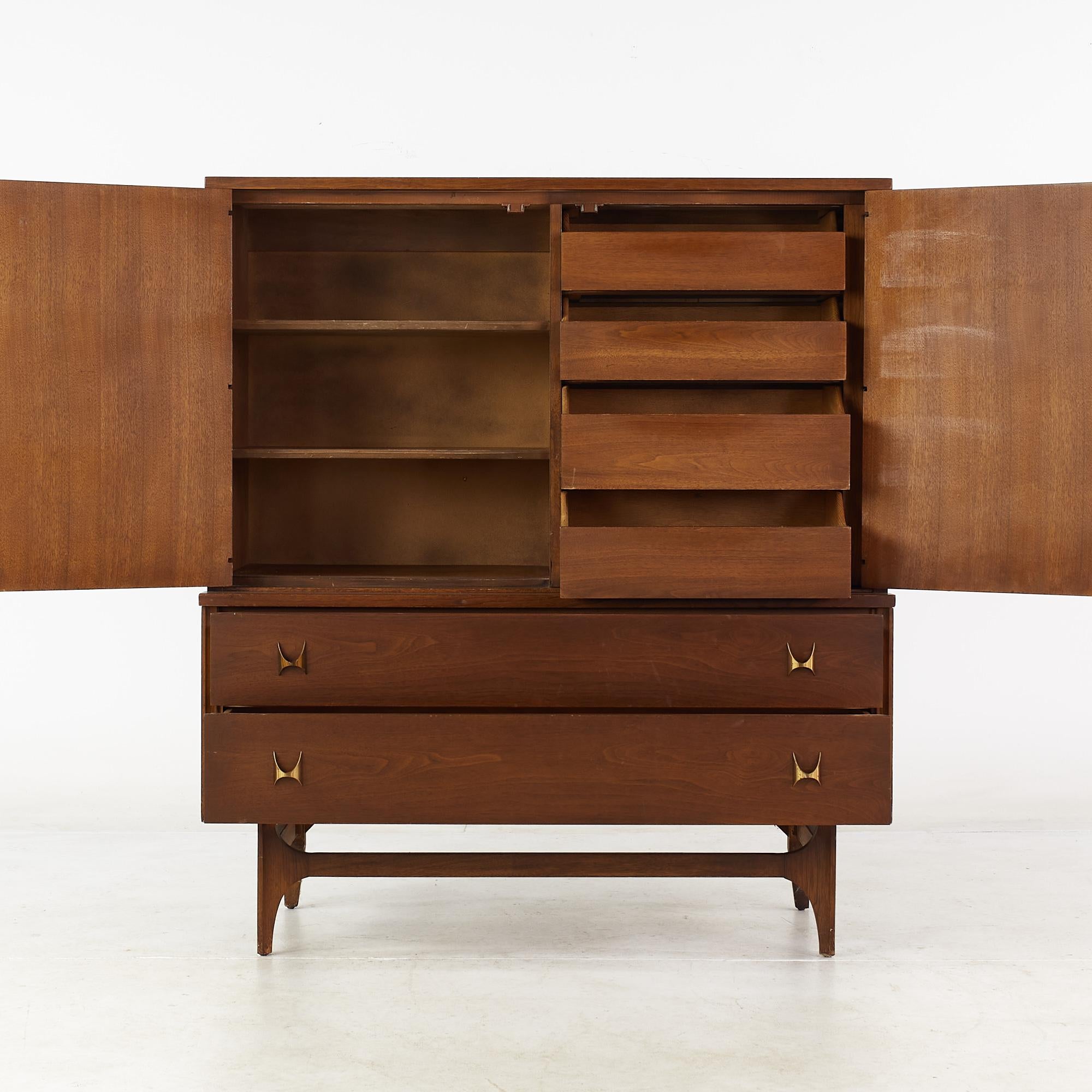 Late 20th Century Broyhill Brasilia Mid Century Walnut Gentlemans Chest