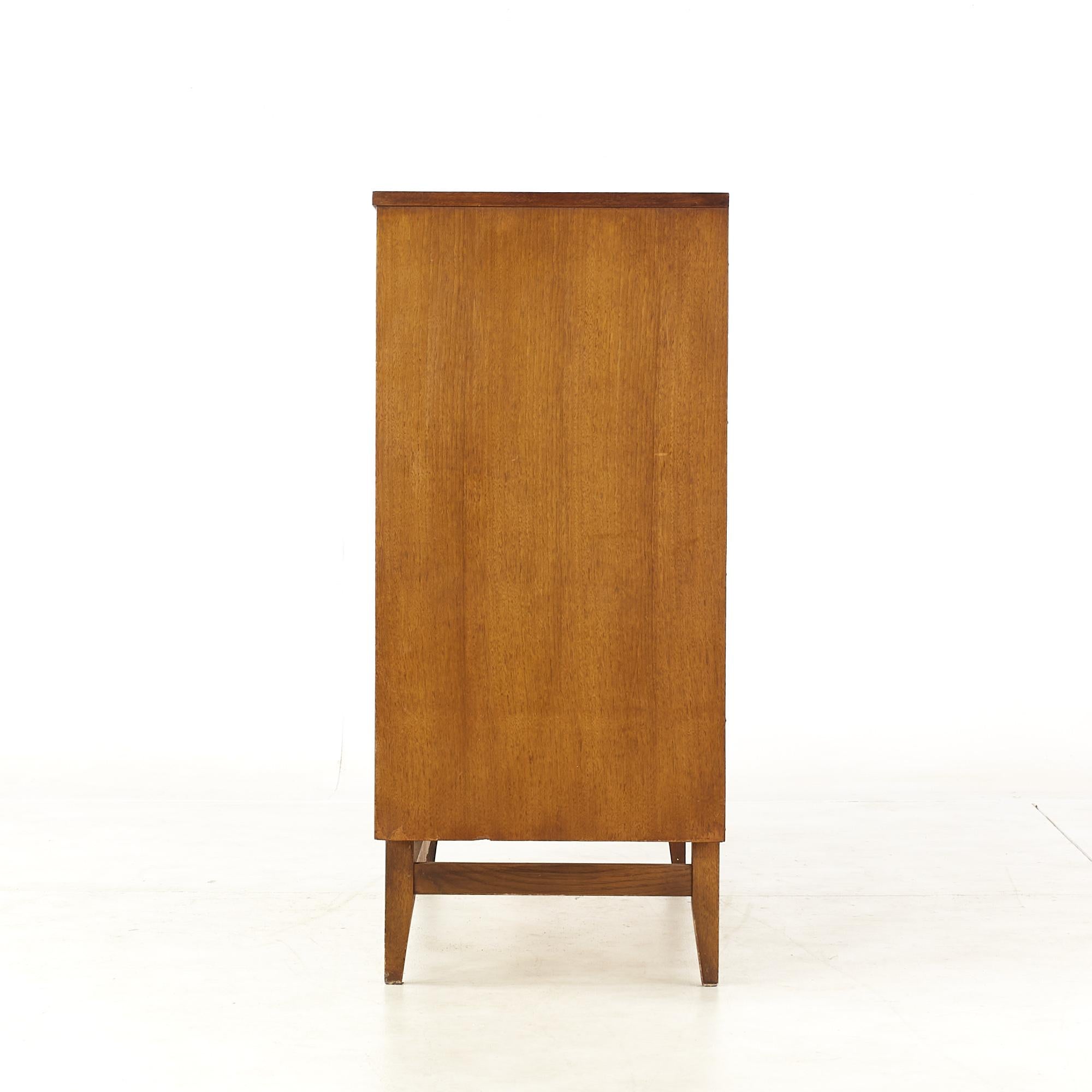 American Broyhill Brasilia Mid Century Walnut Magna Dresser For Sale