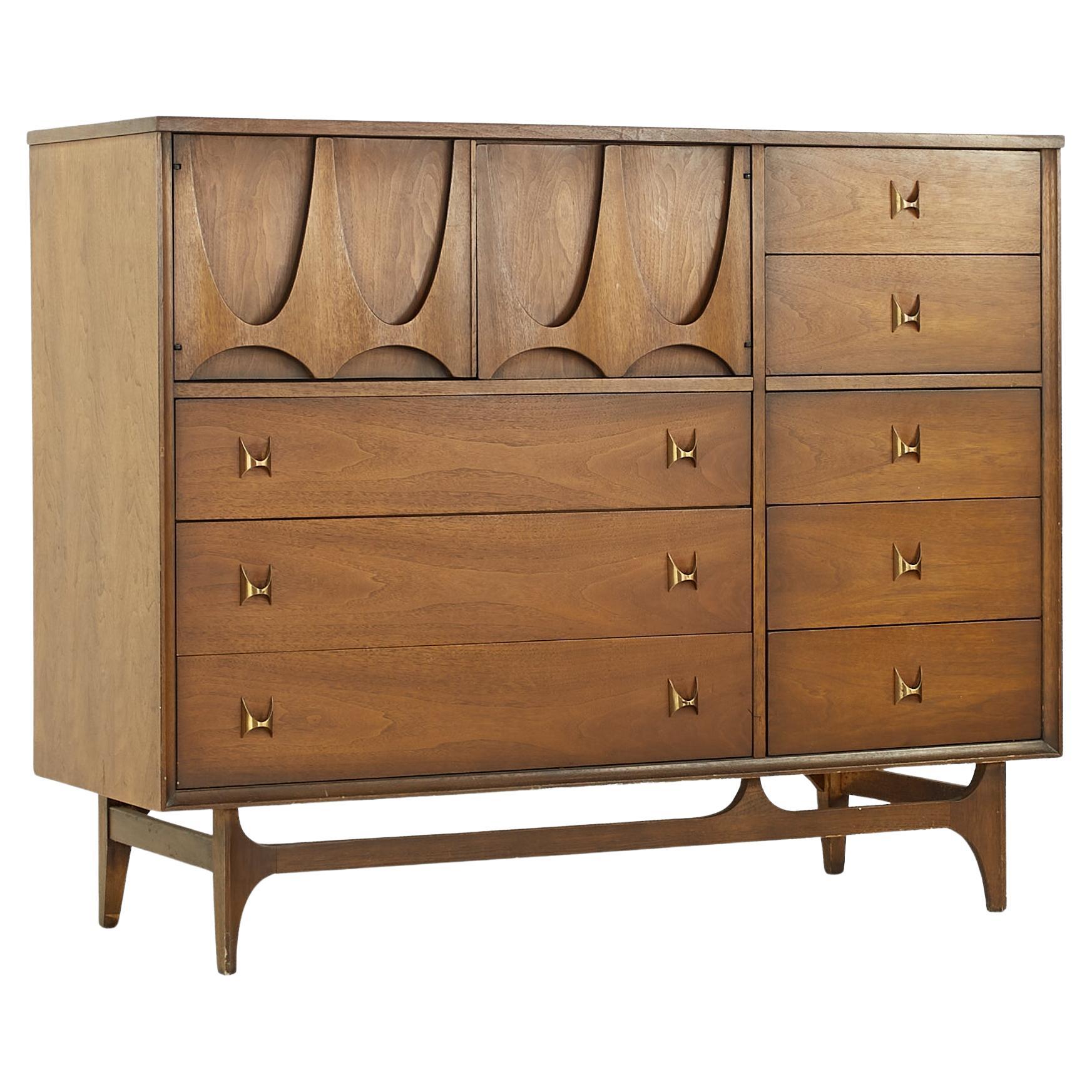 MidCentury Broyhill Brasilia Walnut Triple Dresser at 1stDibs